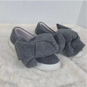 Joshua Sanders Gray Felt Bow Sneakers Shoes